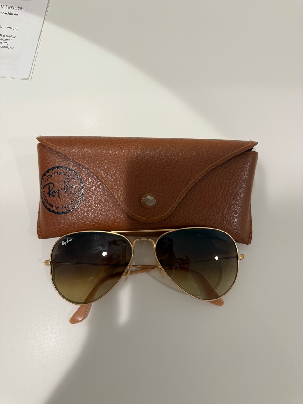 Ray-Ban Brown Aviator Sunglasses with Brown Case